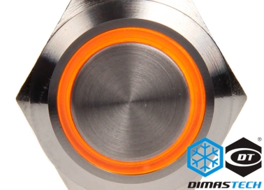 Pulsante a Pressione DimasTech®, 22 mm ID, Azione Momentanea, Colore Led Arancione